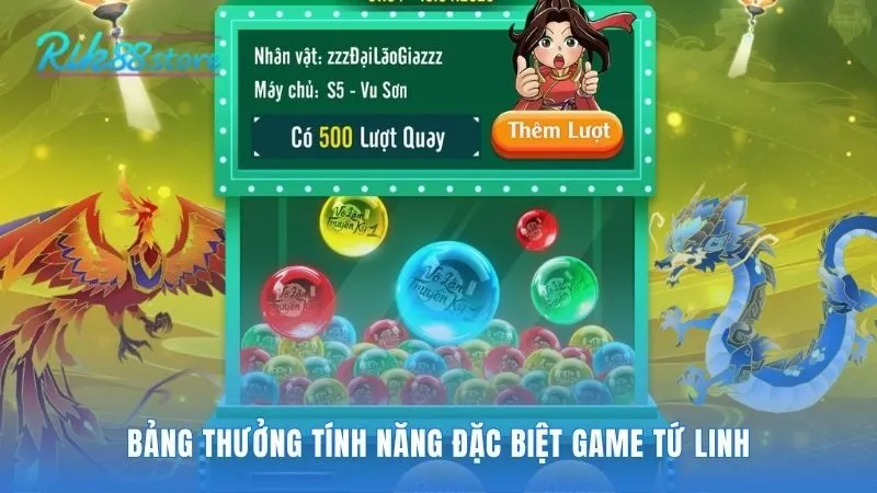 Bảng thưởng game Tứ Linh thể hiện sức mạnh linh vật