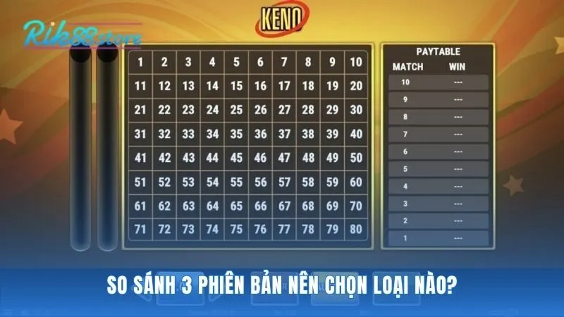 So sánh Keno giúp người tham gia tìm ra phiên bản phù hợp